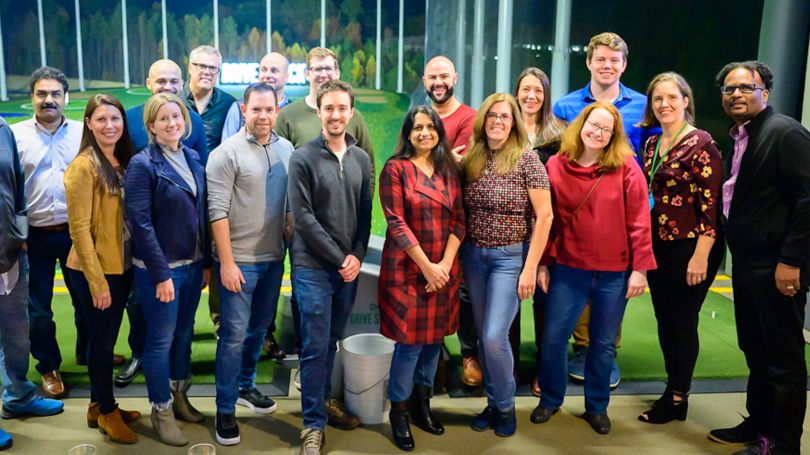 endpoint Clinical employees gathered at an outing.