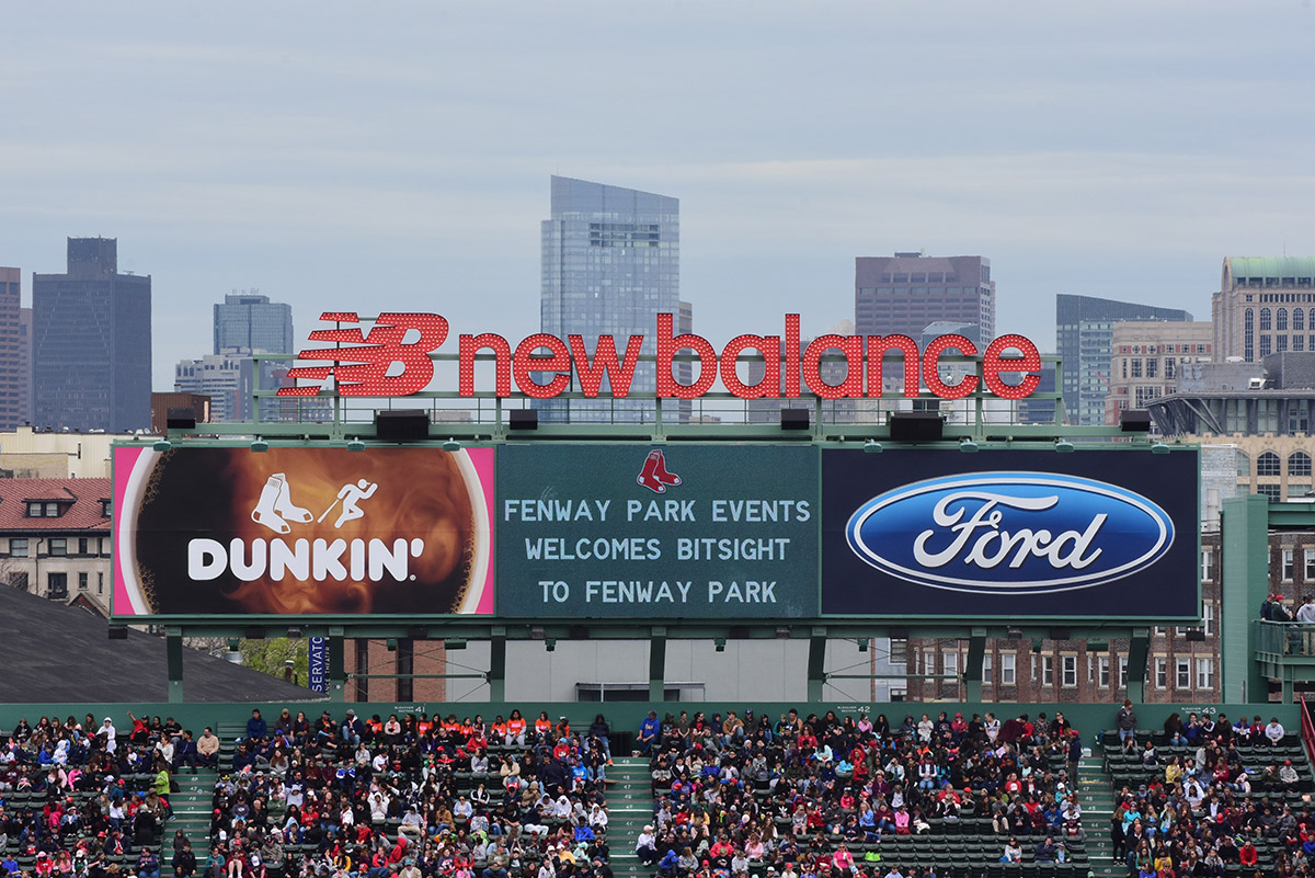 Digital sign in Fenway Park displaying Fenway Park Events Welcomes BitSight to Fenway Park