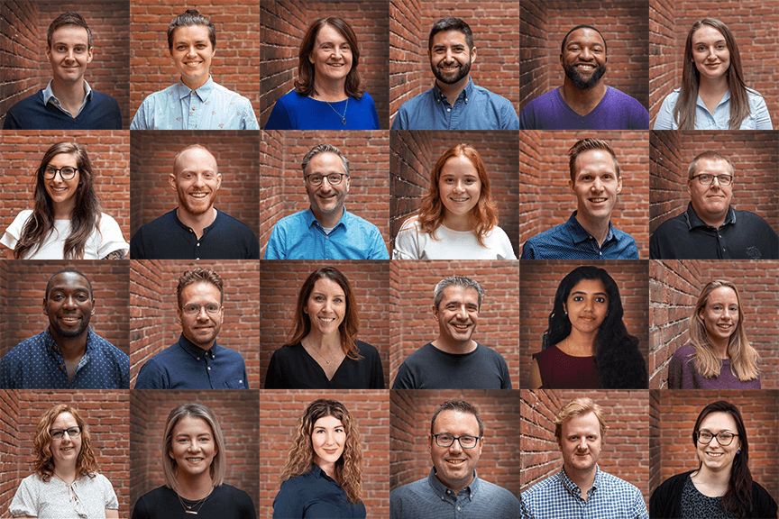 A collage of BlueConic team members headshots