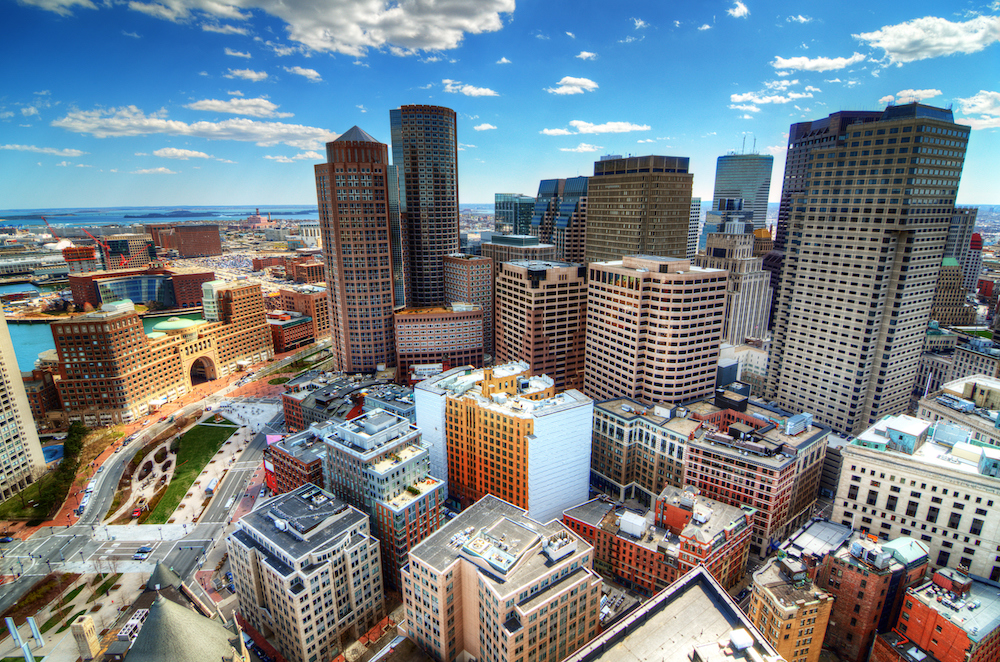 aerial view of buildings in downtown boston