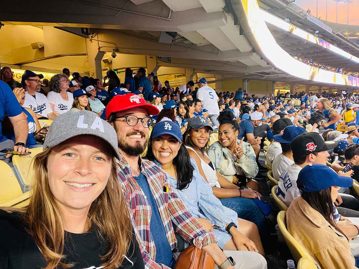 Drizly team members at a baseball game