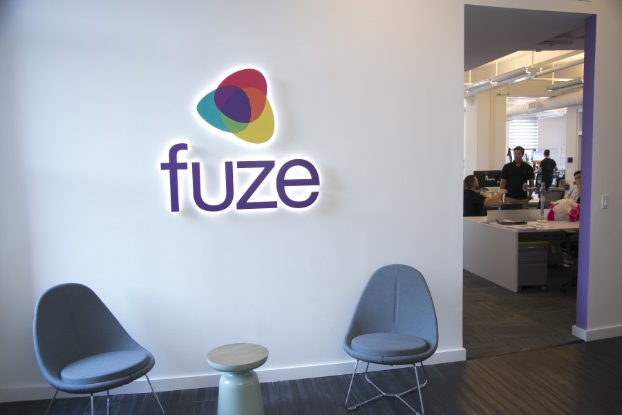 Fuze company logo in office