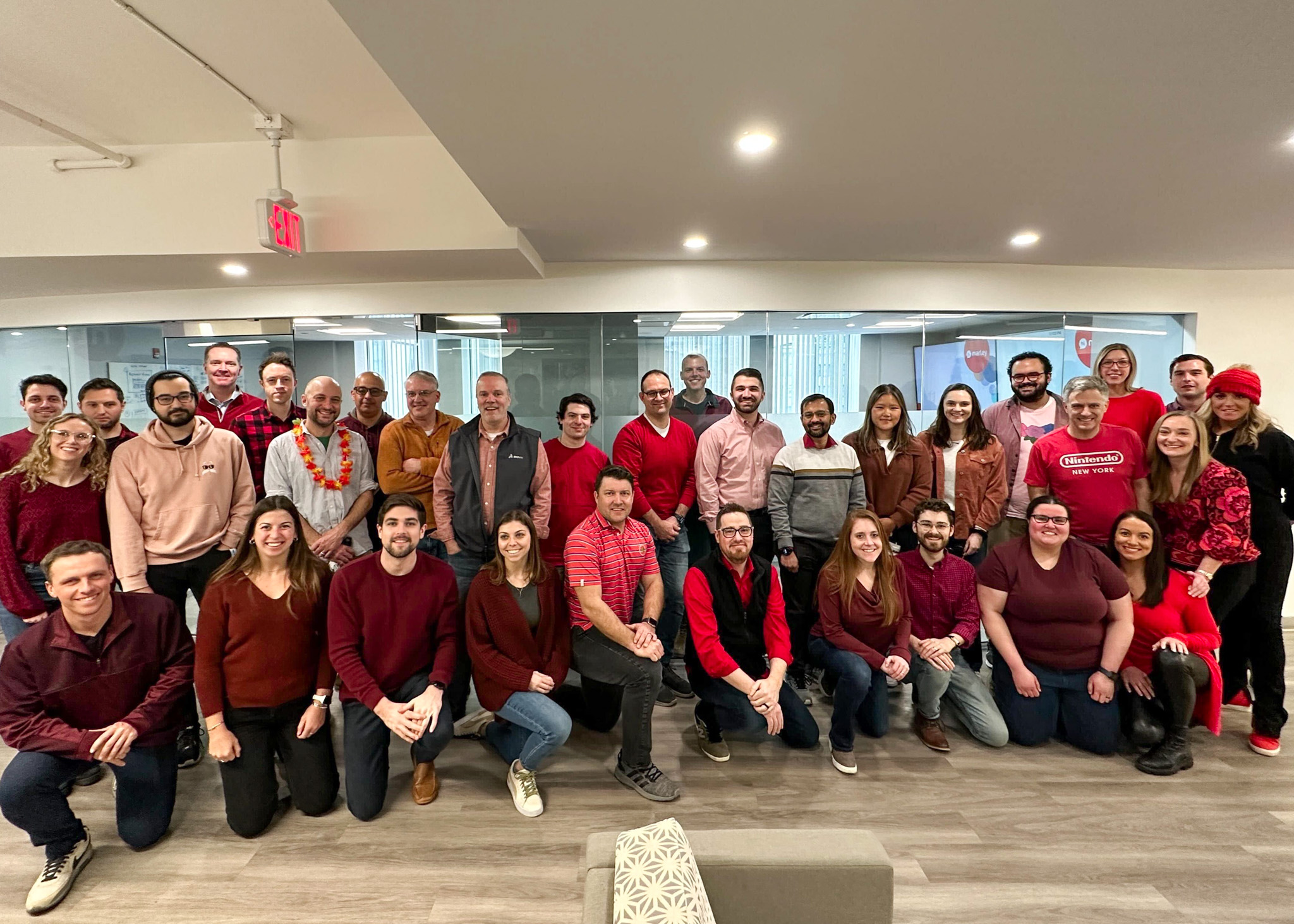 Hi Marley team in the office on Wear Red Day.