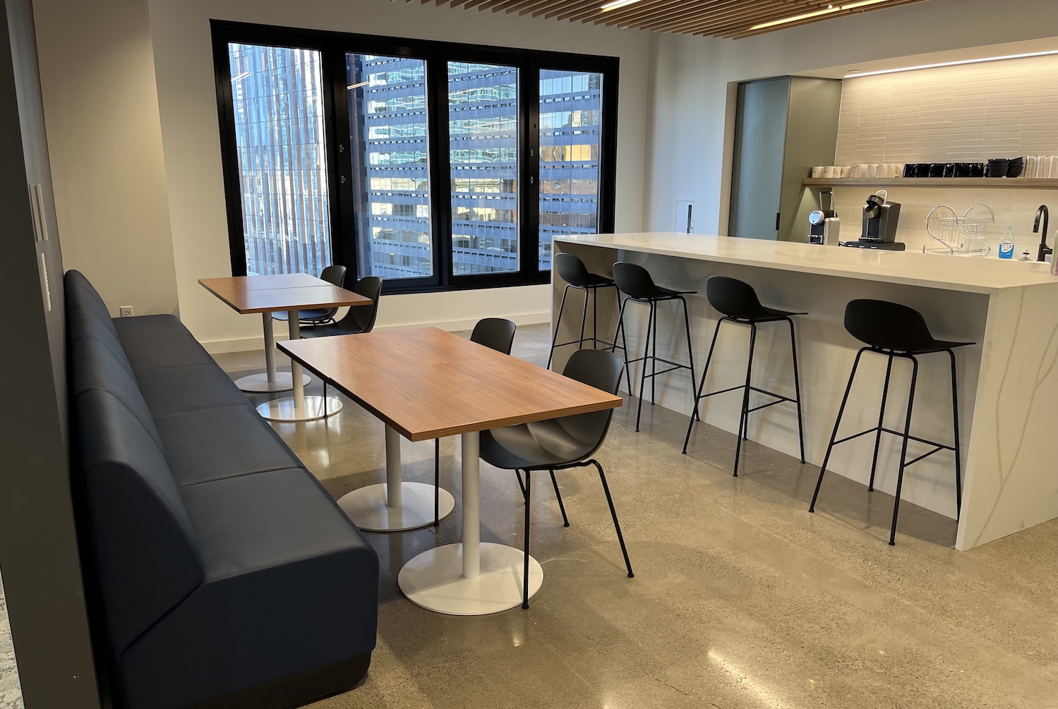 The kitchen area at Guardsquare's Boston office