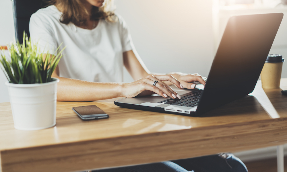 A person working on a laptop