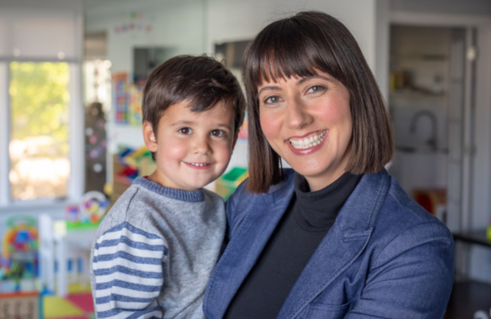 Bridget Garsh, co-founder and COO of NeighborSchools and her son. Photo: NeighborSchools 