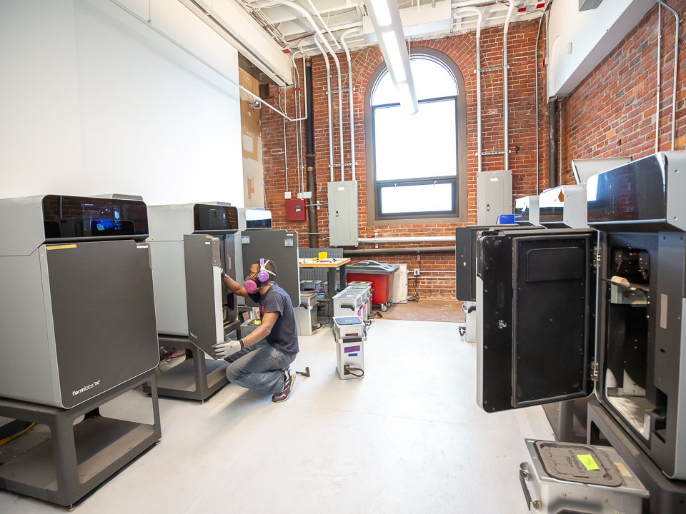Formlabs employee working with printers in Boston 