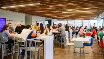 CarGurus team members having lunch in the office