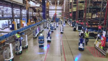 LocusBots at work in the Boots UK warehouse.
