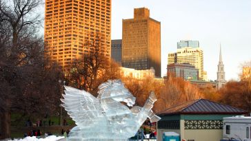 An ice sculpture in Copley Square. 