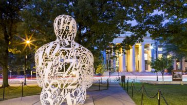 Jaume Plensa's Alchemist sculpture is pictured on the MIT campus in Cambridge. | Photo: Shutterstock