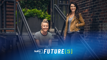 SOS co-founder and co-CEO Robina Verbeek is seated on concrete steps while SOS co-founder and co-CEO Susanna Twarog stands next to her on the right.