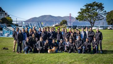 Butlr’s San Francisco and Boston team pose together outside for a photo.