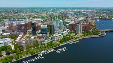 aerial skyline view of cambridge