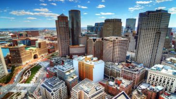 aerial view of buildings in downtown boston