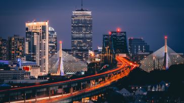 Boston skyline at night