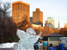 An ice sculpture in Copley Square. 